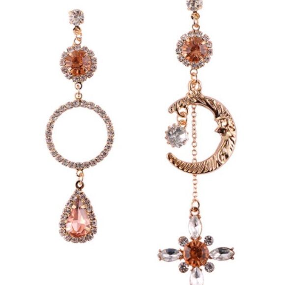 🌙 Betsey Johnson stunning celestial mismatched drop dangle earrings 🌙 - Picture 7 of 7